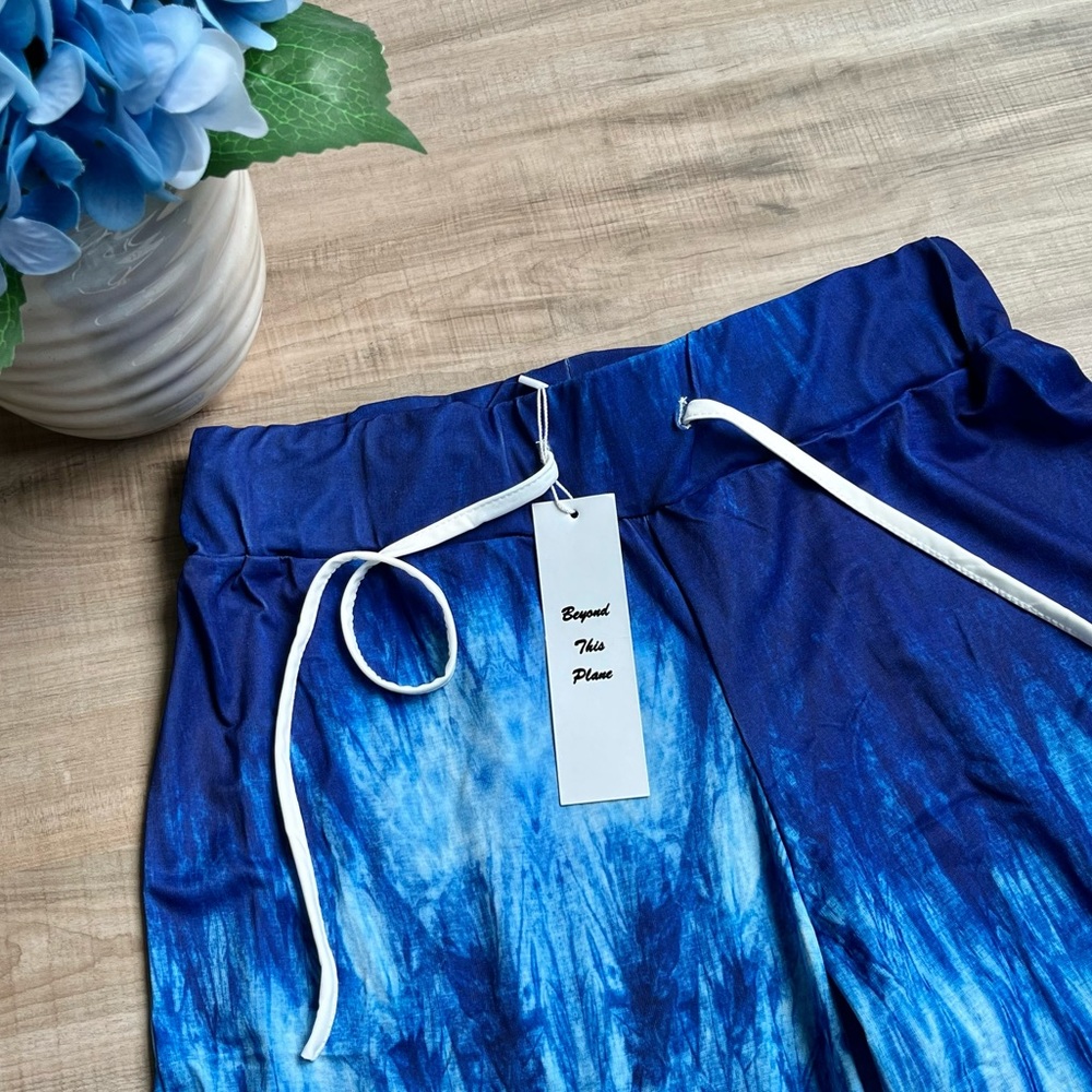 Beyond This Plane | Blue Tie-Dye Drawstring Lounge Pants - Picture 4 of 4